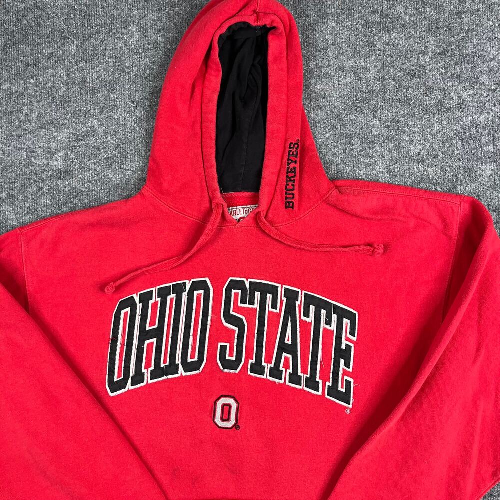 Scarlet & Gray Hoodie Mens XL Red Buckeyes Pullover Graphic College Spellout
